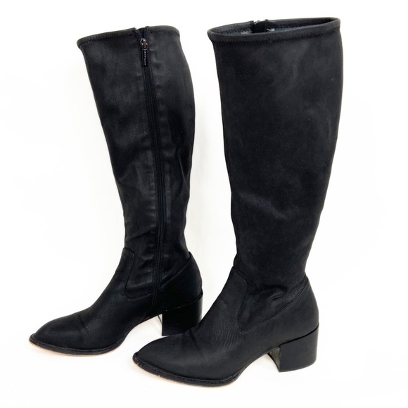 BCBGENERATION Sunshine Vegan Suede Leather Black Knee High Tall Side Zip Boots - Picture 15 of 16